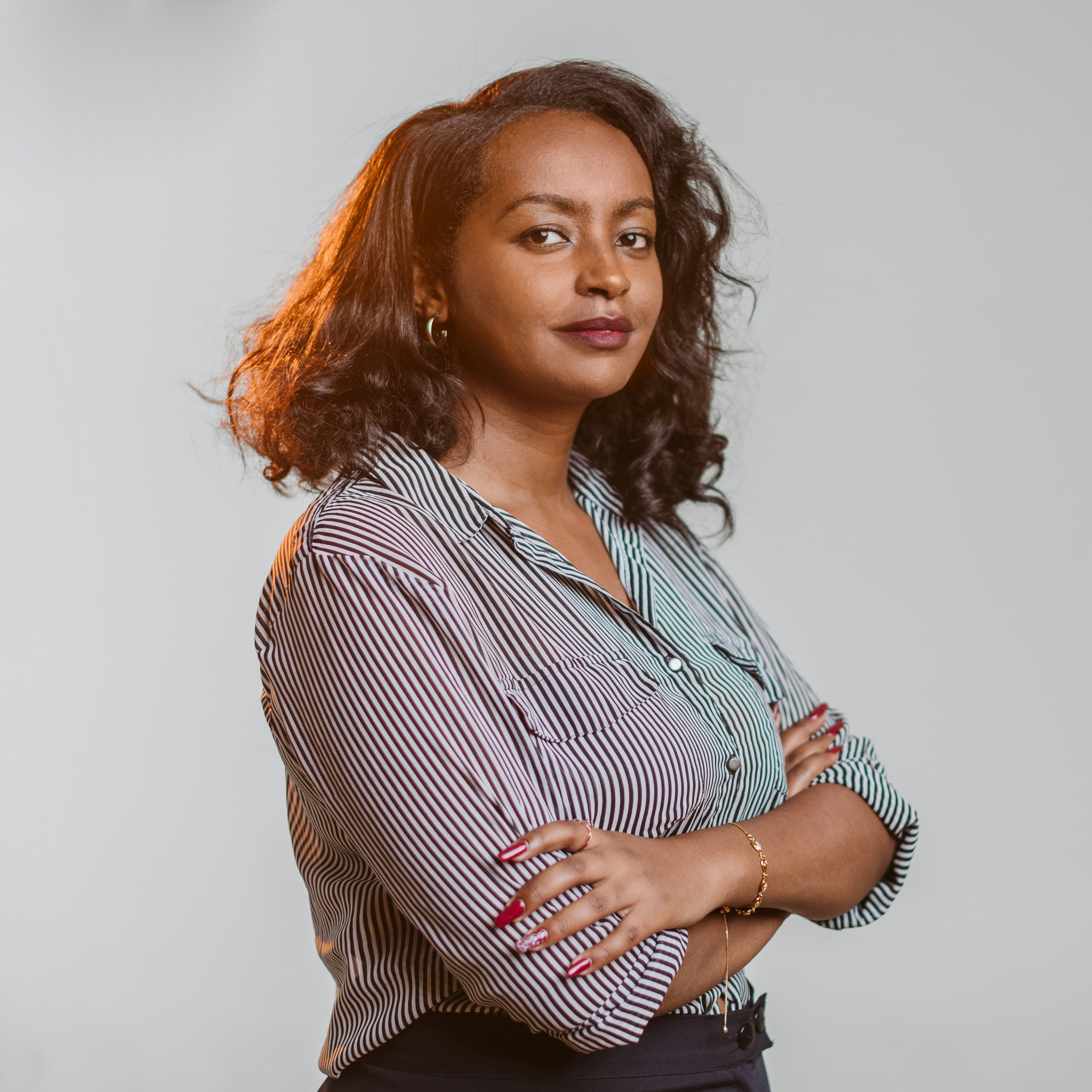 Main podcast host - professional woman